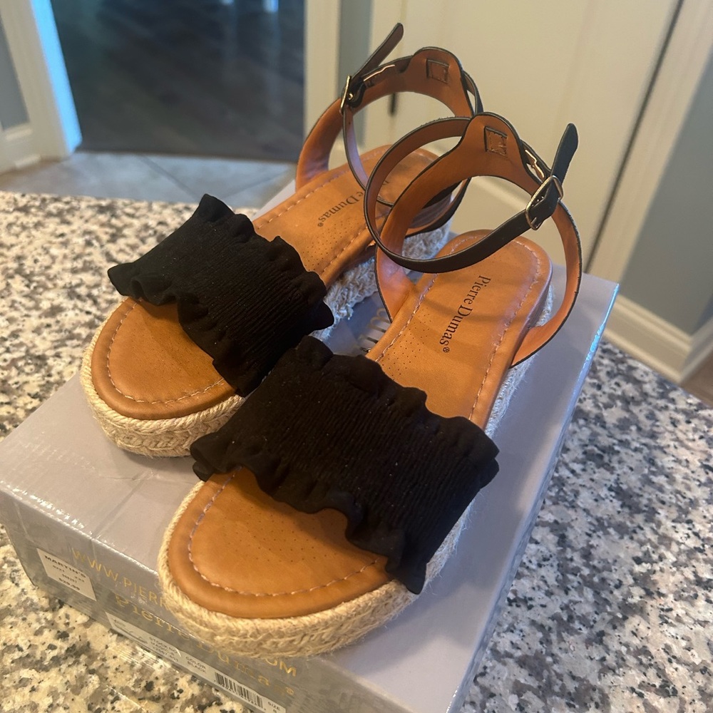 Pierre Dumas Black Espadrille Sandals